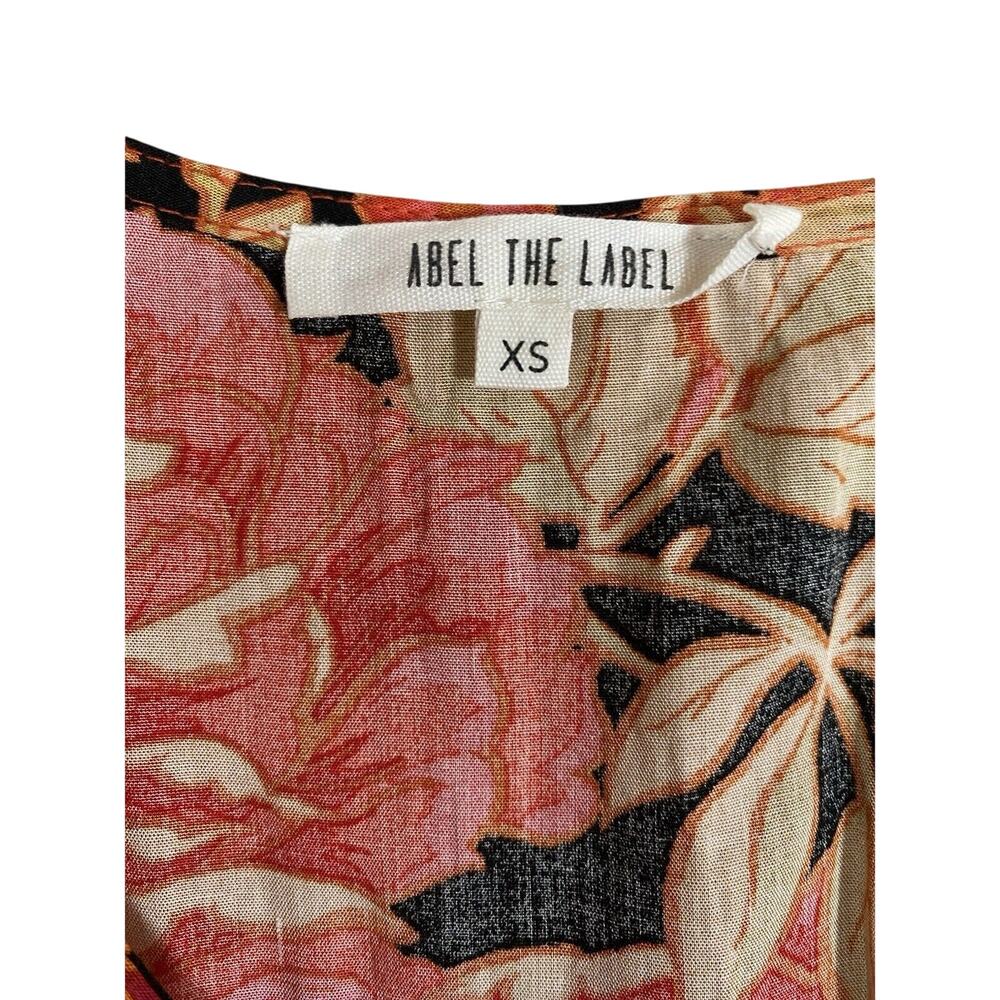 Abel the Label Vivid Dream Dress Womens XS Red Black Floral Ruffle Sleeve Maxi - Picture 8 of 10